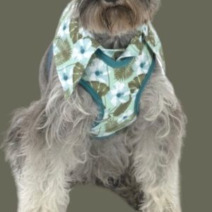NWT Vibrant Life Dog Harness Hawaiian Shirt Blue Green White.Small 13-18.5”chest